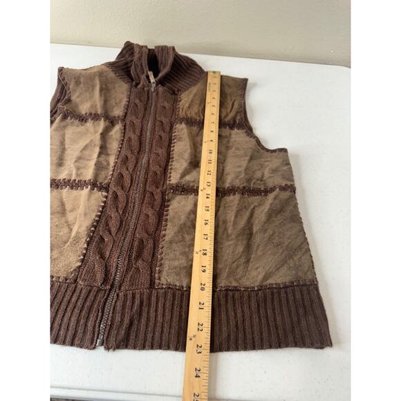 Designers Studio Women's Brown Suede & Knit‎ Vest XL Full Zip Casual - Picture 12 of 13